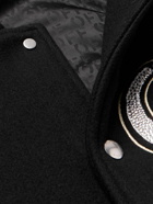 Off-White - Embroidered Crystal-Embellished Virgin Wool-Blend Varsity Jacket - Black