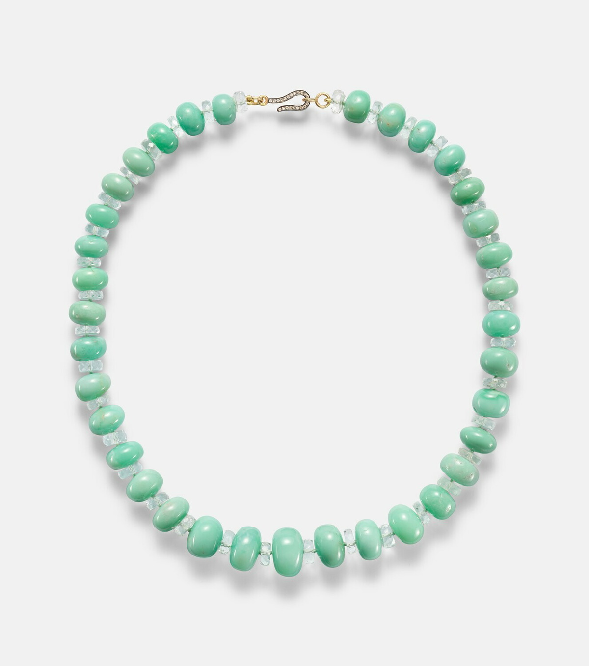 Ileana Makri Beaded necklace with chrysoprases, topaz, and diamonds