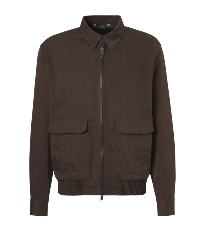 Photo: Brioni Leather-trimmed silk blouson jacket