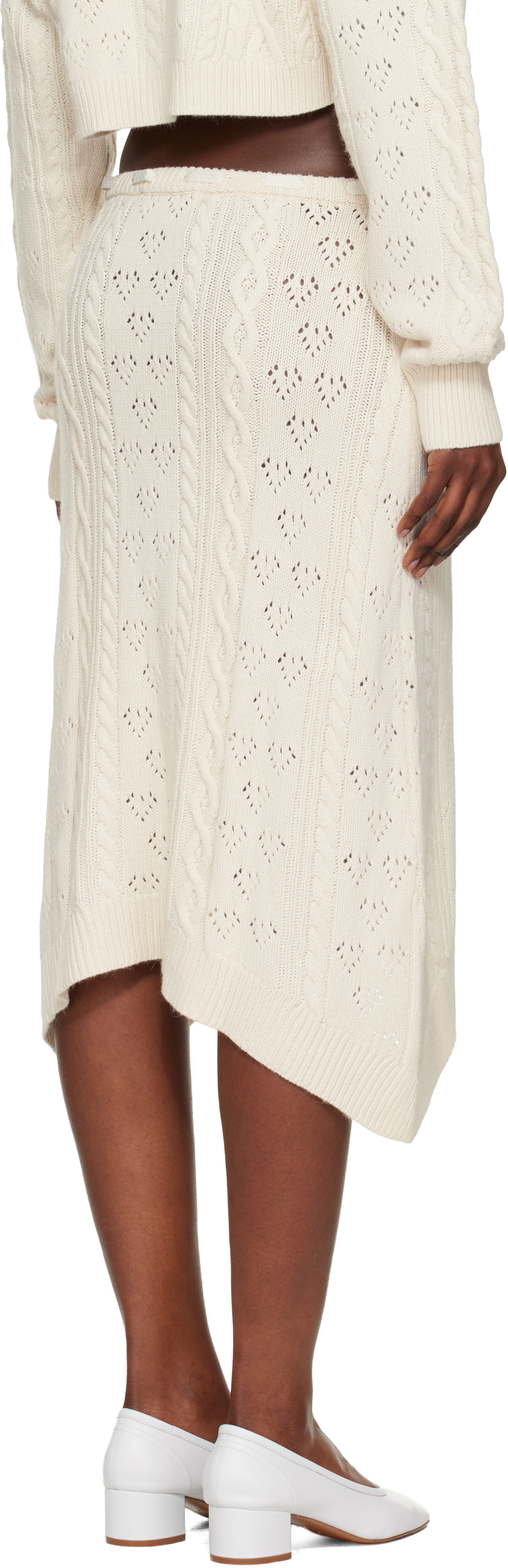 GUIZIO Off-White Noah Wool Cable Midi Skirt