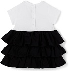 Balmain Baby White & Black Ruffle Logo Tutu Dress