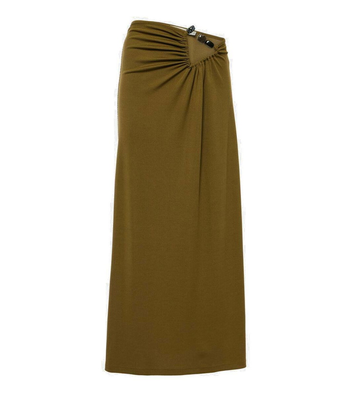 Photo: Christopher Esber Tri Crystal Stone ruched maxi skirt