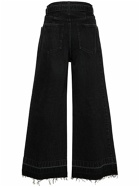 SACAI - High Rise Belted Denim Wide Jeans