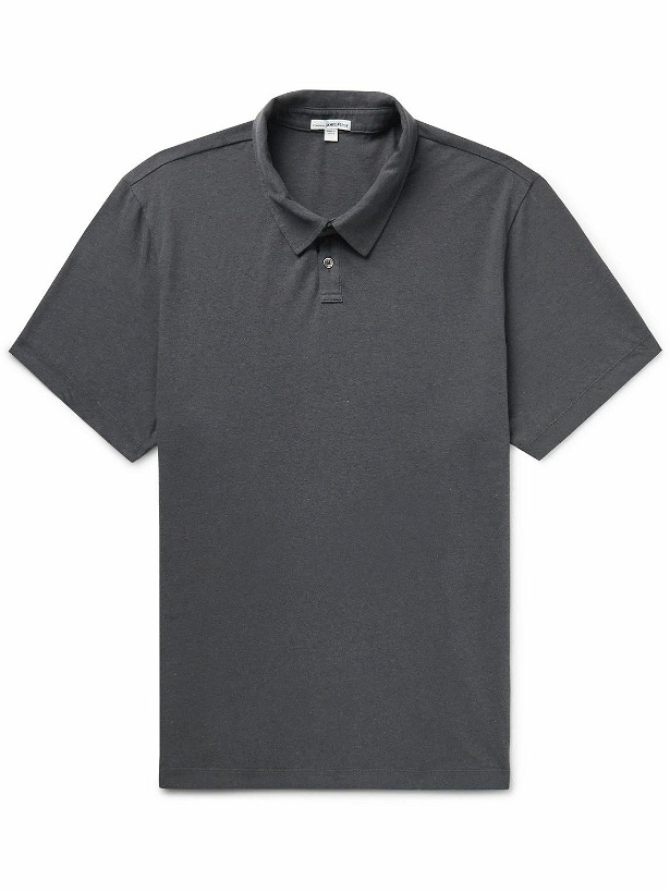 Photo: James Perse - Slub Cotton and Linen-Blend Jersey Polo Shirt - Gray