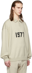 Essentials Beige Knit '1977' Long Sleeve Polo