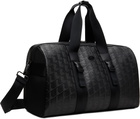 Lacoste Black Large Nomogram Leather Weekend Bag