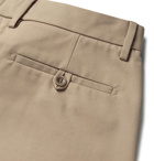 Maison Margiela - Wide Leg Snap-Detailed Jersey-Trimmed Twill Trousers - Men - Beige