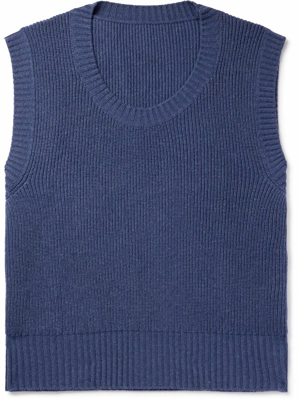 Photo: Stòffa - Ribbed Cashmere Sweater Vest - Blue