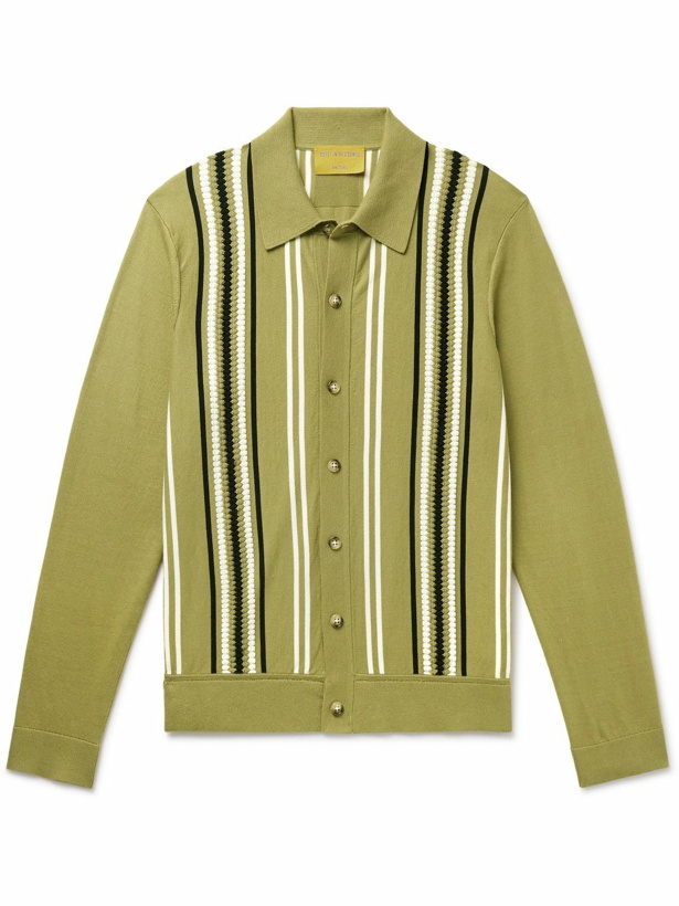 Photo: Guest In Residence - Plaza Slim-Fit Striped Cotton Cardigan - Green