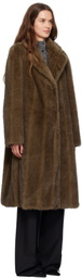 LE17SEPTEMBRE Brown Vertical Faux Fur Long Coat
