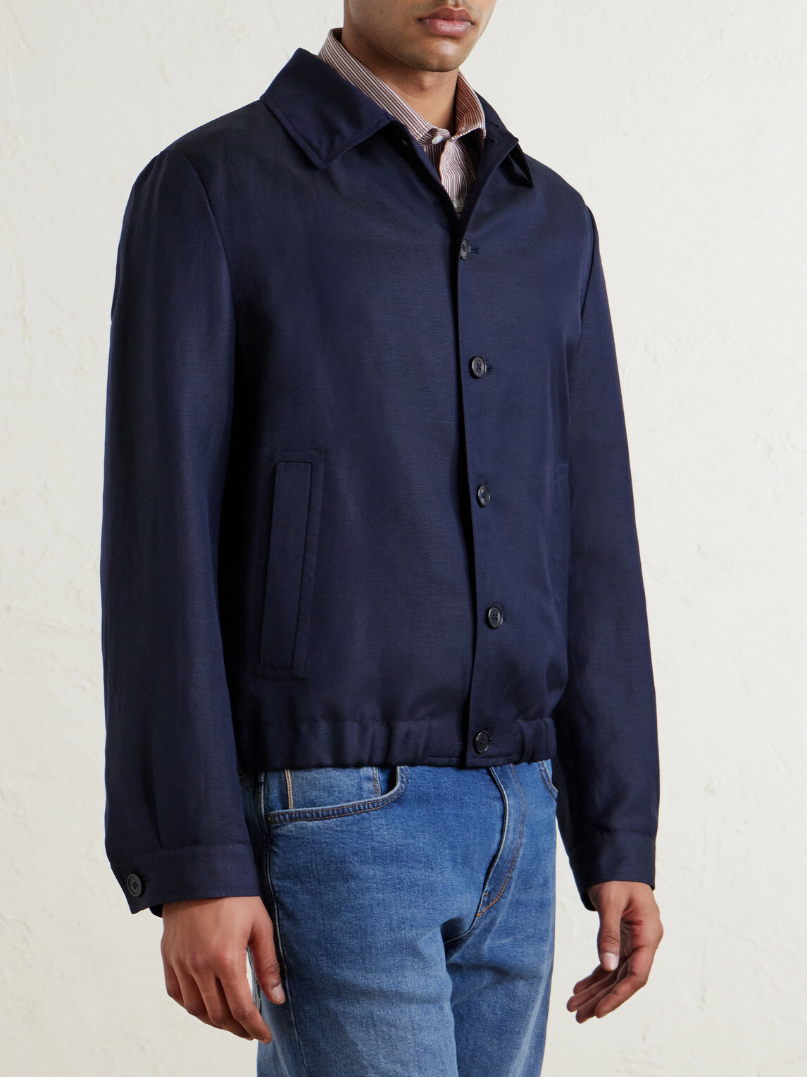 Slowear - Wool and Linen-Blend Bomber - Blue