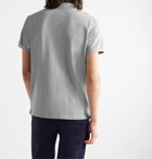 MONCLER - Slim-Fit Logo-Embroidered Melangé Cotton-Piqué Polo Shirt - Gray