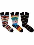 Paul Smith - Three-Pack Striped Polka-Dot Cotton-Blend Socks