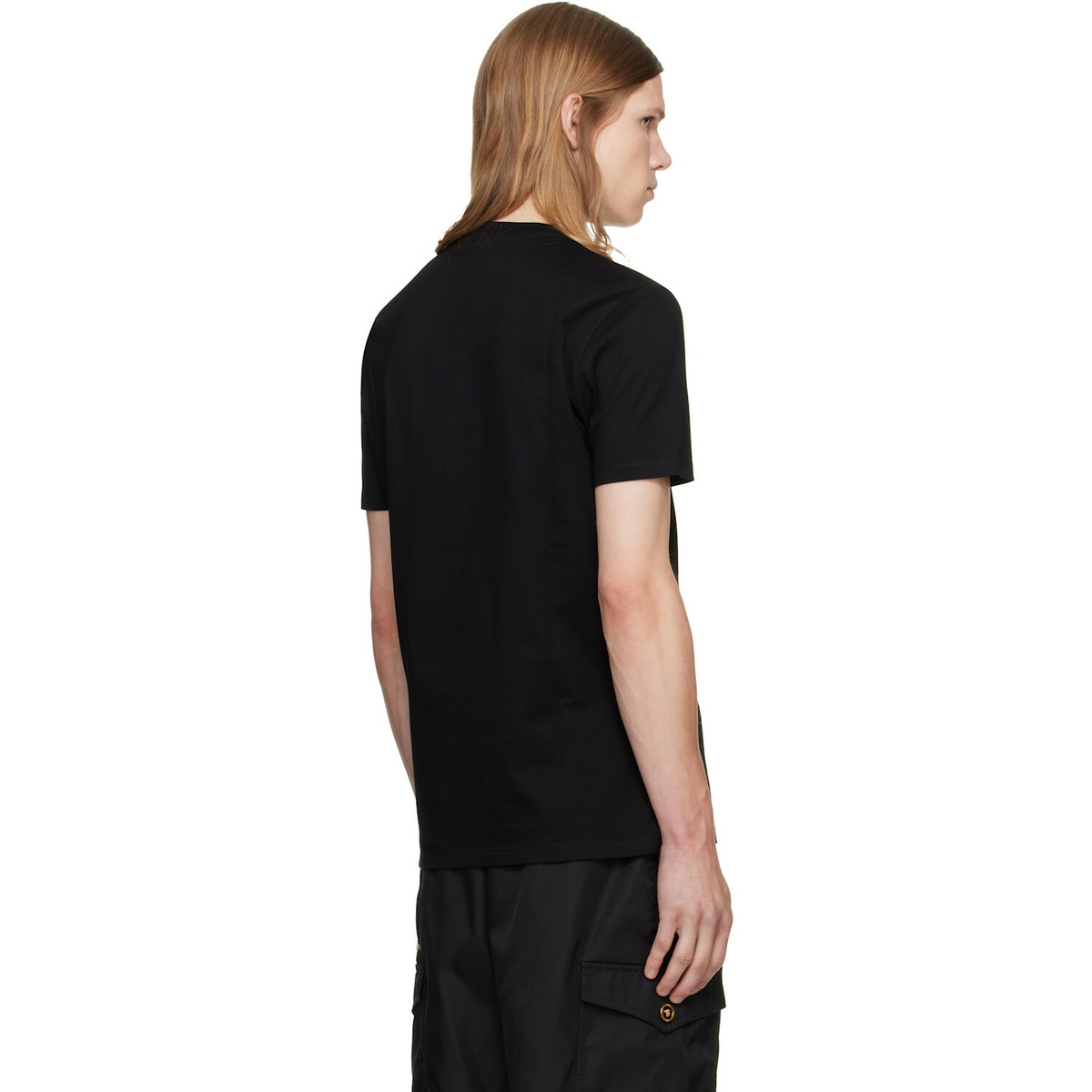 Versace Black Printed Cotton Jersey Slim T-shirt