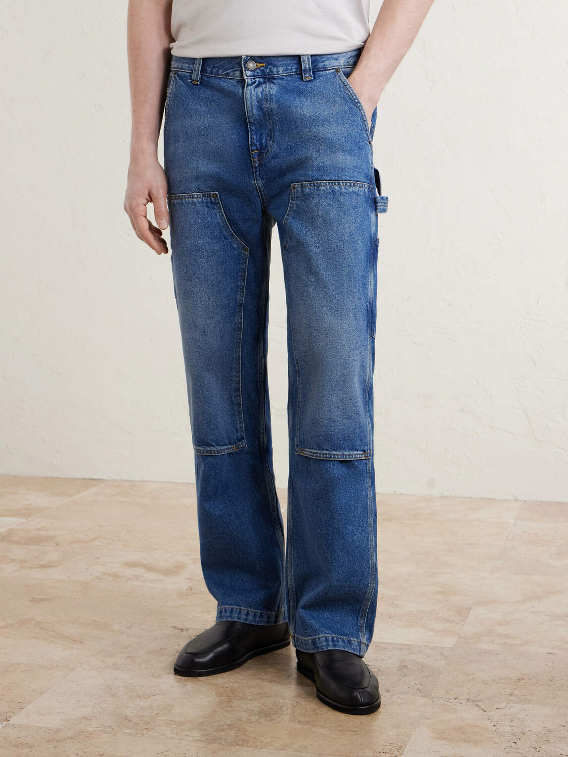 Corridor - Straight-Leg Double-Knee Jeans - Blue