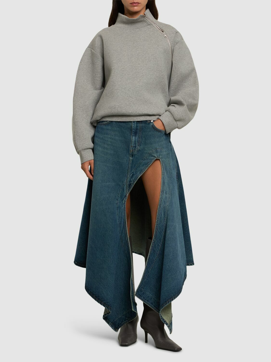 Y/PROJECT Asymmetric High Rise Denim Midi Skirt Y/Project