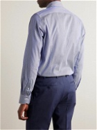 Canali - Cutaway-Collar Striped Impeccabile Cotton-Blend Shirt - Blue