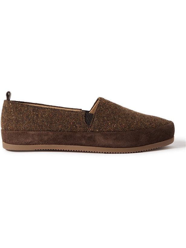 Photo: Mulo - Suede-Trimmed Tweed Loafers - Brown