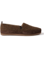 Mulo - Suede-Trimmed Tweed Loafers - Brown