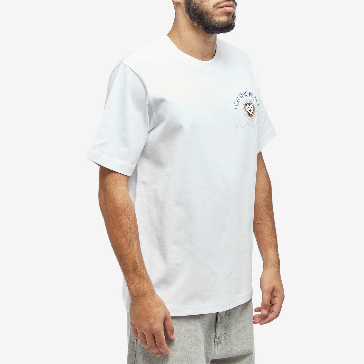【関税込み】Casablanca ホワイト For The Peace Tシャツ Casablanca Men's For the Peace T-Shirt in White Casablanca