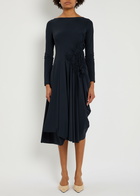 High Canticle Gathered Stretch-polyamide Midi Dress Blue