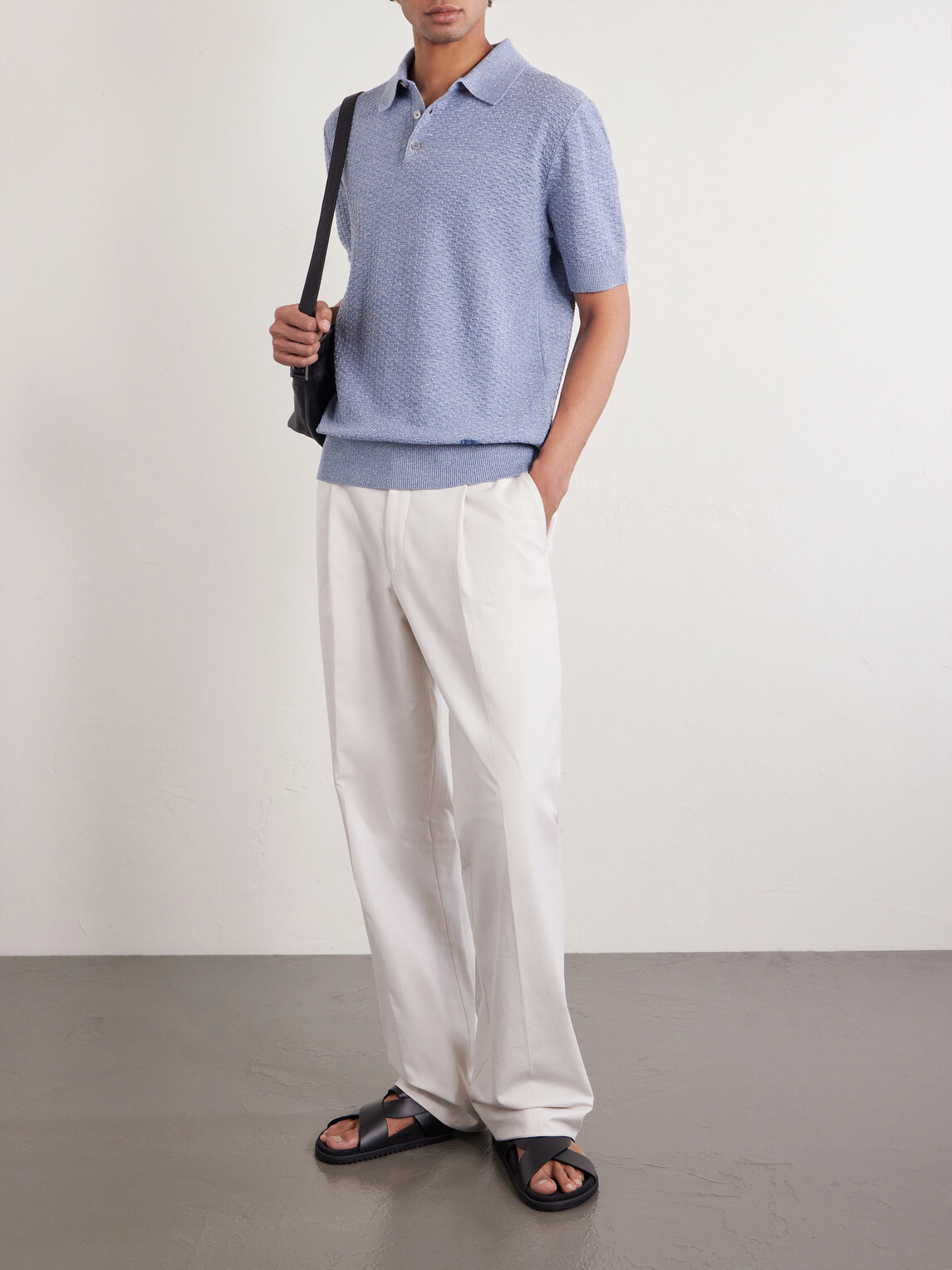 Dolce&Gabbana - Logo-Embroidered Linen-Blend Polo Shirt - Blue