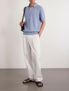 Dolce&Gabbana - Logo-Embroidered Linen-Blend Polo Shirt - Blue