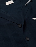 Altea - Flat Coast Slim-Fit Camp-Collar Ribbed Cotton Shirt - Blue