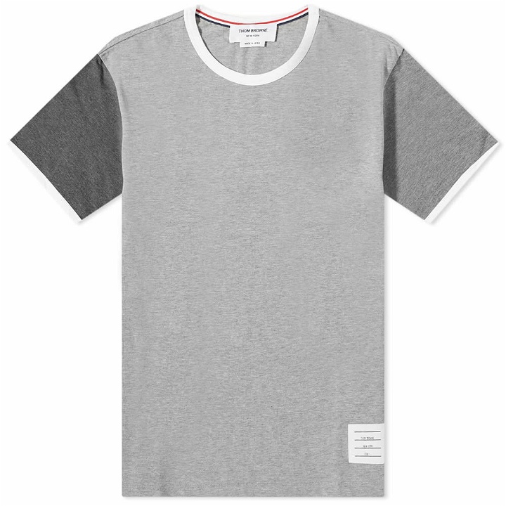 Photo: Thom Browne Men's Contrast Sleeve Ringer T-Shirt in Tonal Grey