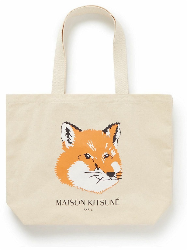 Photo: Maison Kitsuné - Logo-Print Cotton-Canvas Tote Bag