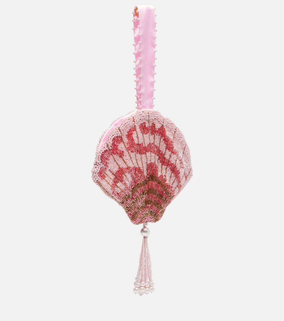 Clio Peppiatt Seashell beaded satin clutch