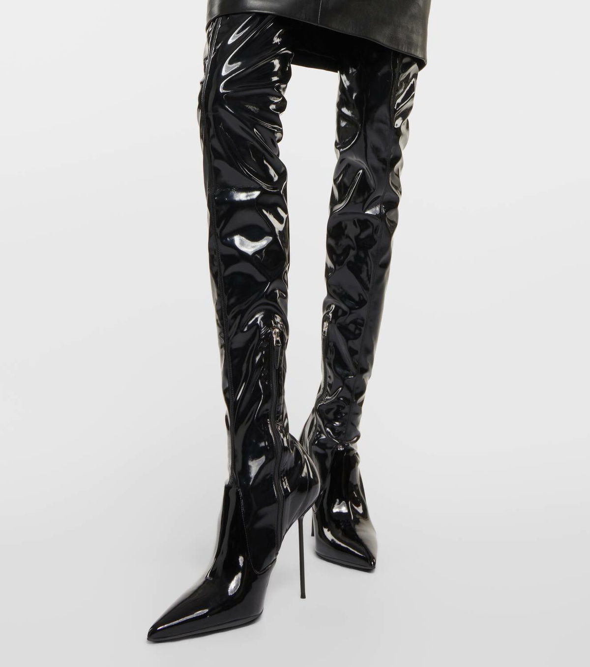 ★関税負担無し★ ※要在庫確認 PARIS TEXAS Lavinia 75 Boots Lavinia 100 leather knee-high boots in black - Paris Texas