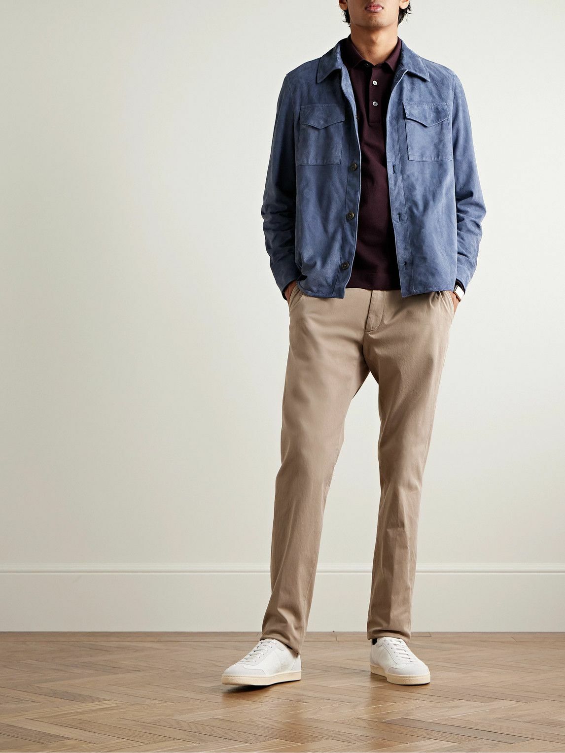 Zegna - Slim-Fit Straight-Leg Stretch-Cotton Twill Trousers - Neutrals