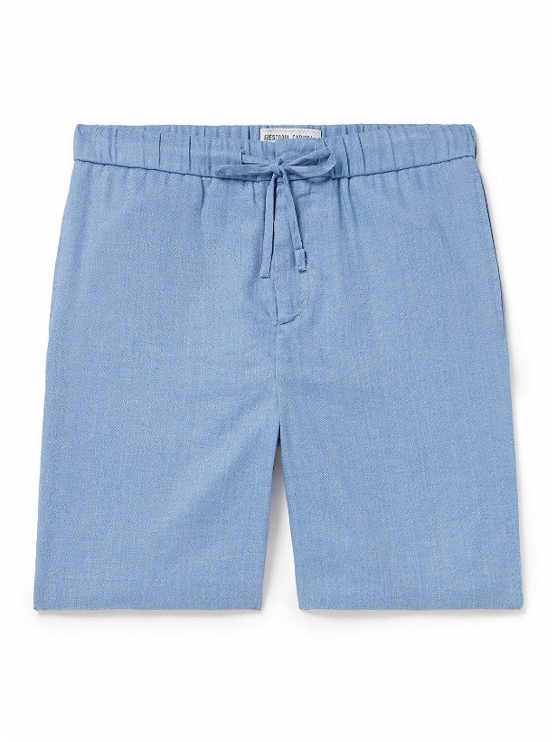 Photo: Frescobol Carioca - Felipe Straight-Leg Linen and Cotton-Blend Drawstring Shorts - Blue