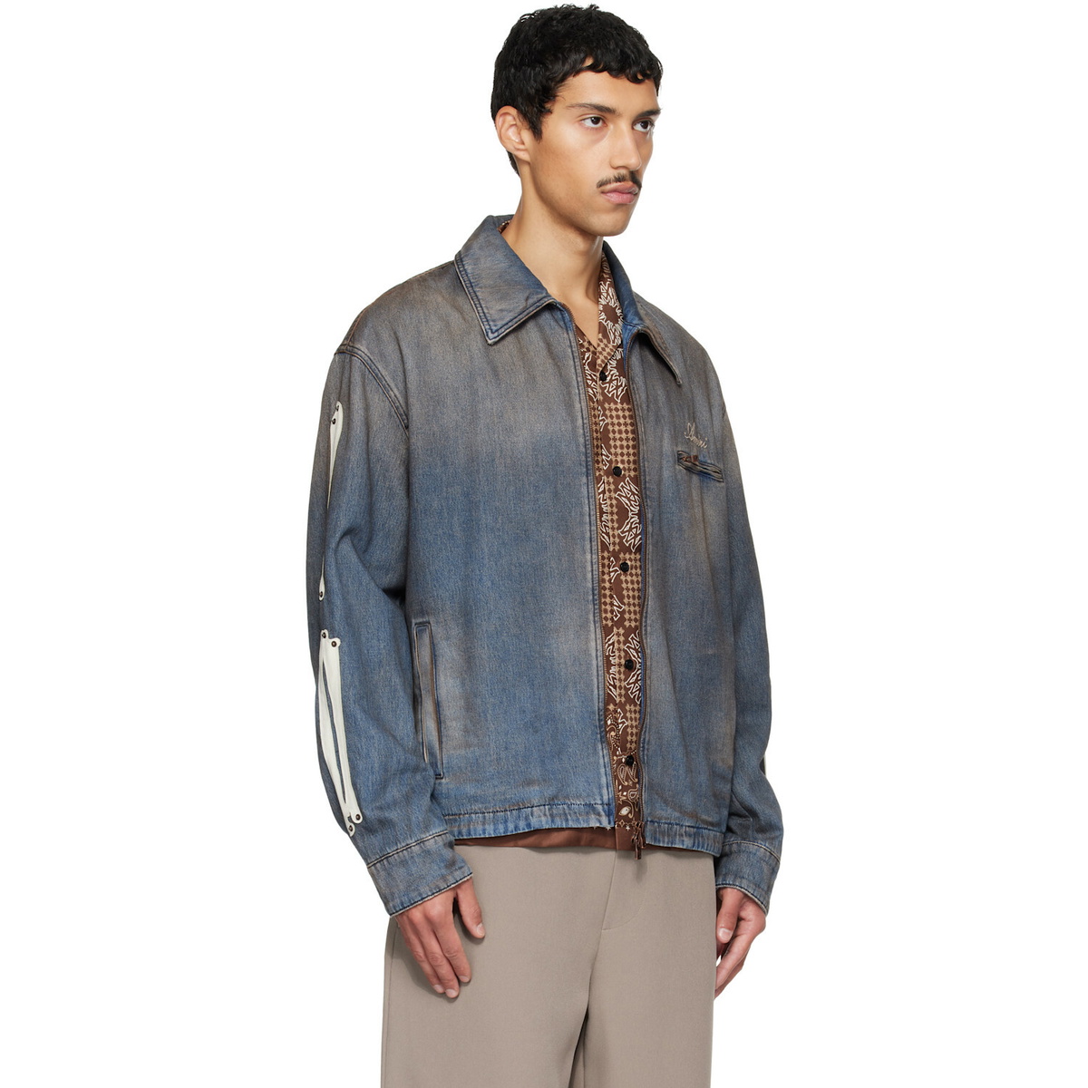 AMIRI Blue Bones Denim Blouson Jacket