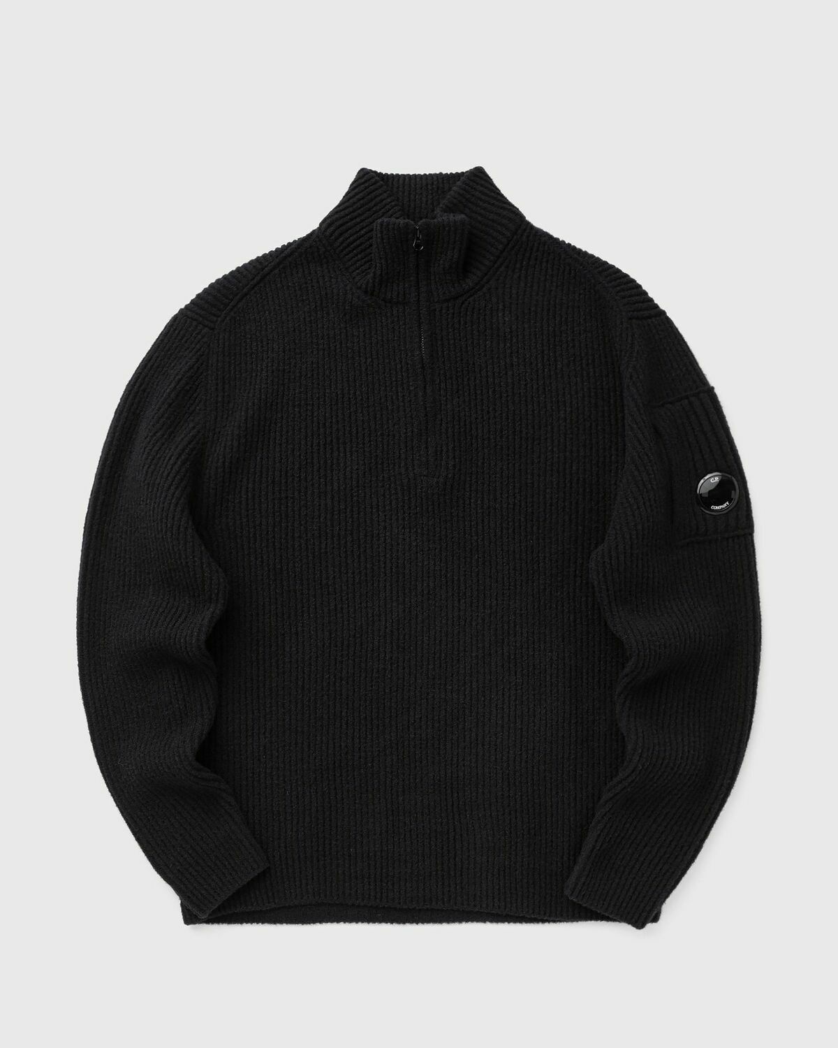 C.P. Company Fleece Knit Half Zip Sweater Black Mens Pullover C.P.