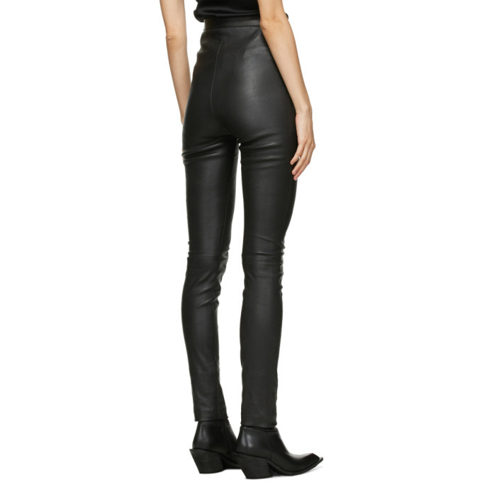 Haider Ackermann Black Leather Varukers Leggings