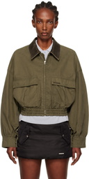 We11done Khaki Leather Collar Jacket