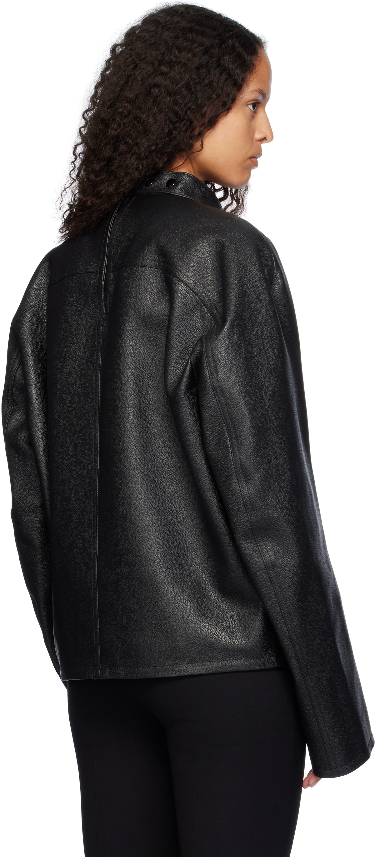 Courrèges Black Racer Buckle Leather Jacket