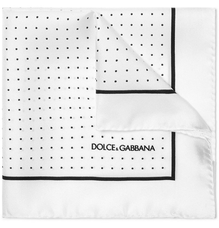 Photo: Dolce & Gabbana - Polka-Dot Silk-Twill Pocket Square - Men - White