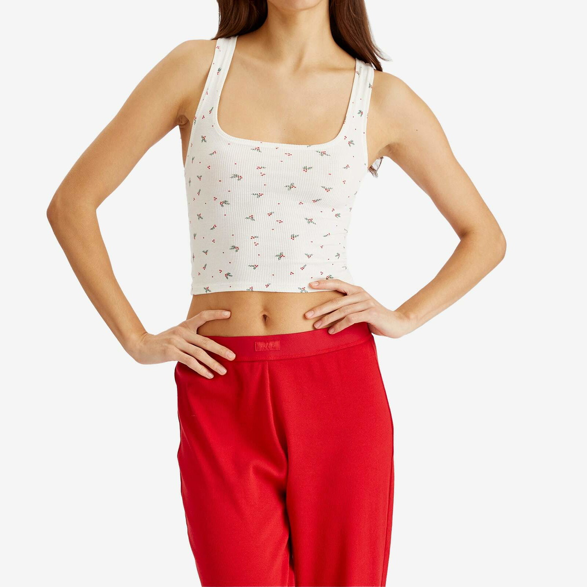 SKIMS Women's Cotton Rib Pant in Cranberry SKIMS