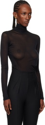 Mugler Black Turtleneck Top