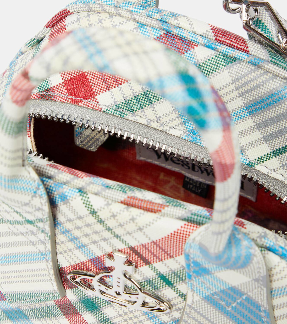 【VIVIENNE WESTWOOD】Yasmine Small checked leather tote Vivienne Westwood Yasmine Small checked leather tote bag
