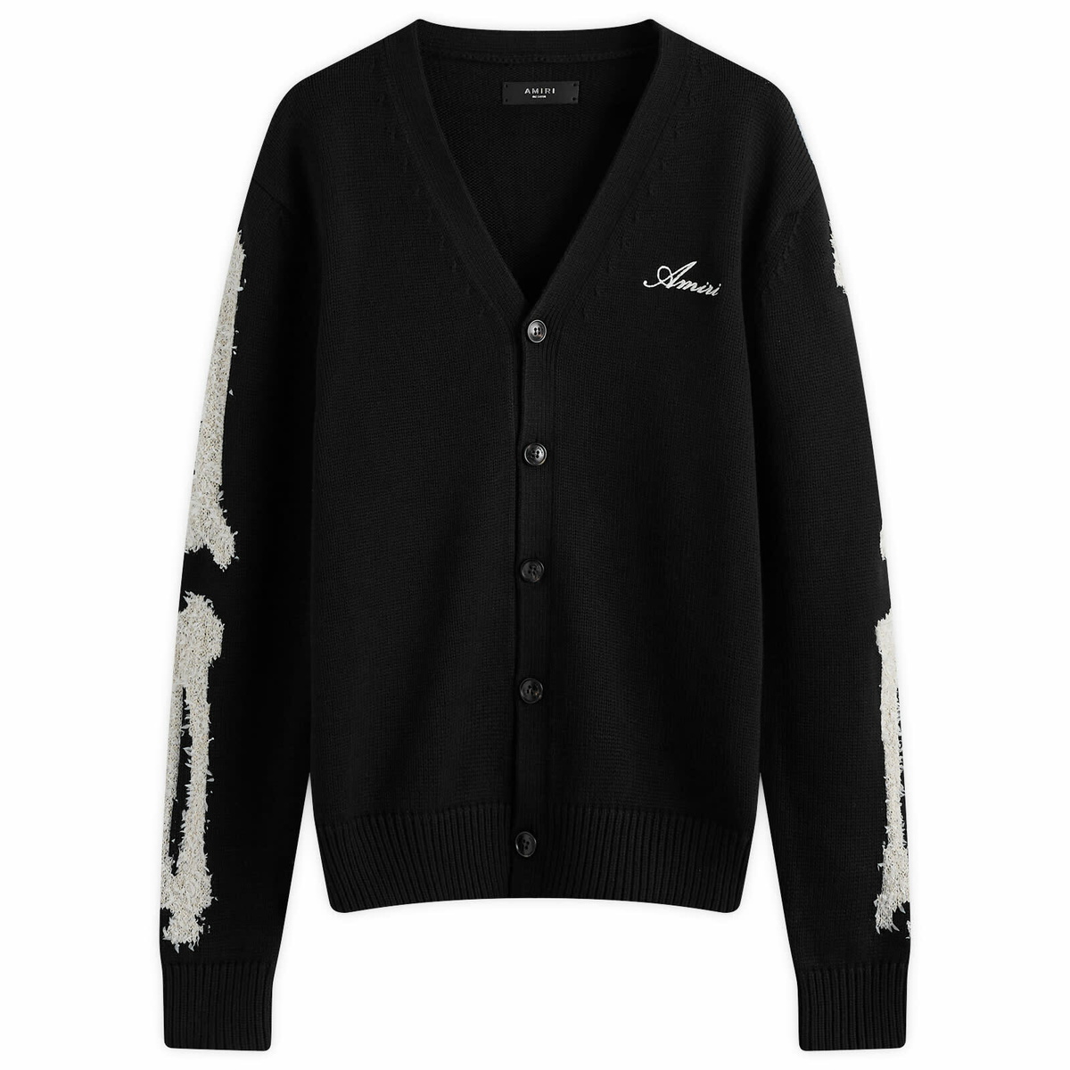 AMIRI Men s Bones Knit Cardigan in Black Amiri