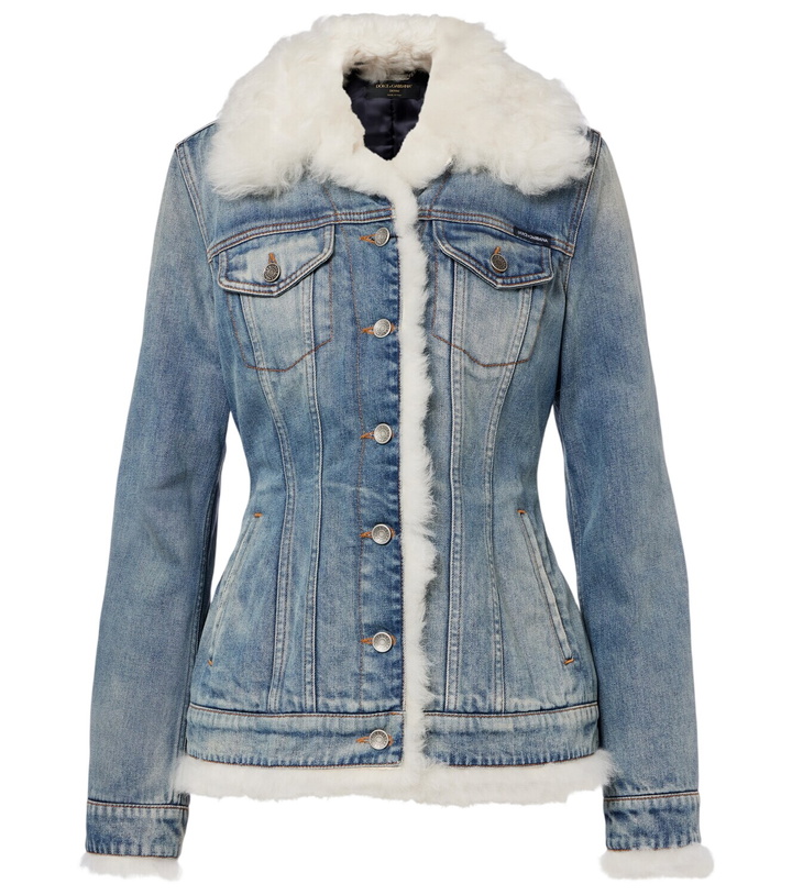 Photo: Dolce&Gabbana Shearling-trimmed denim jacket