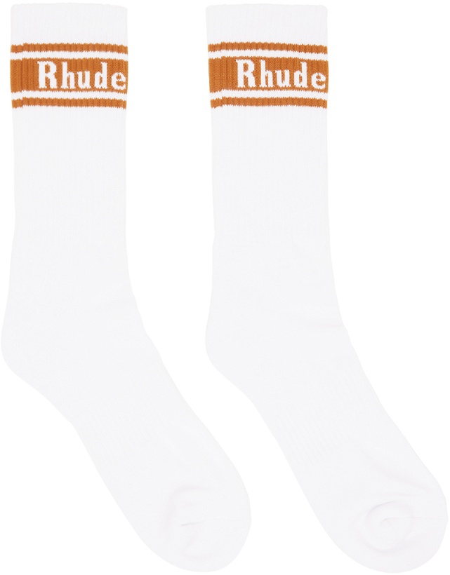 Photo: Rhude White Stripe Logo Socks