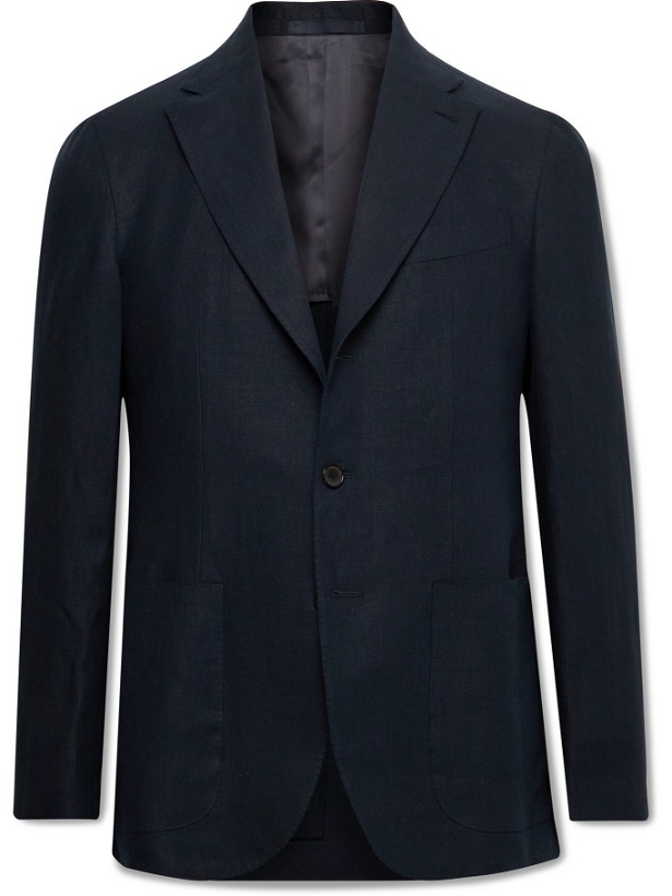 Photo: CARUSO - Unstructured Linen Suit Jacket - Blue - IT 46