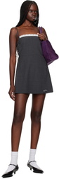 We11done Gray Lace-Detail Wool Minidress