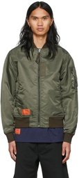 Izzue Green Nylon Reversible Bomber Jacket