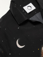 Endless Joy - Il Gatto Pazzo Convertible-Collar Printed Silk-Crepe Shirt - Black
